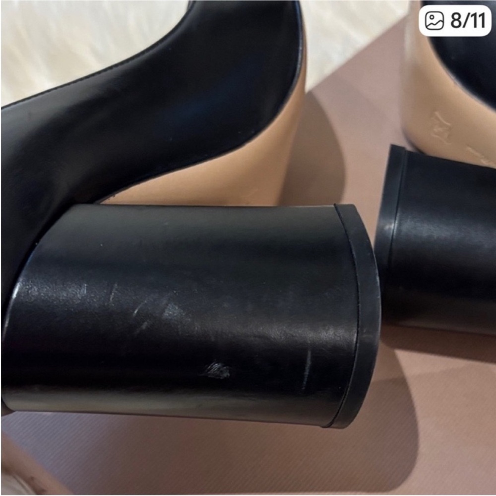 Gianvito Rossi Elegant Black Leather Block Heels Sz:37 - Picture 8 of 11